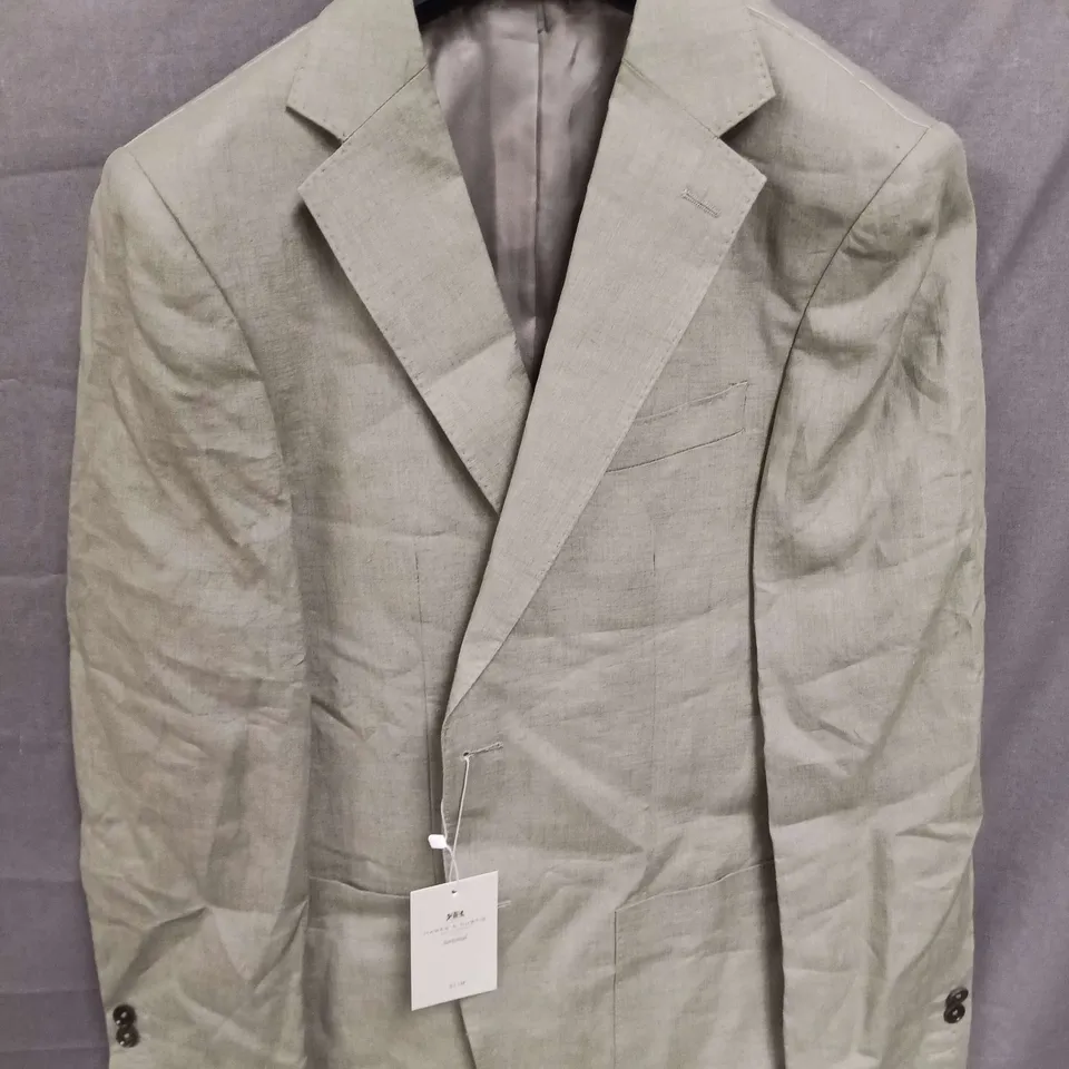HAWES & CURTIS SARTORIAL PLAIN LINEN JACKET IN GREEN - 40R