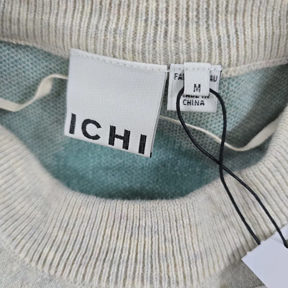 ICHI JUMPER – OATMEAL WITH TEAL POLKA DOTS - M