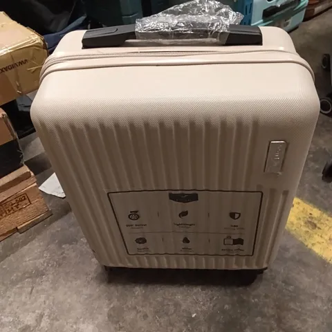 UNBOXED KEPLIN LUGG SMALL SIZE TRAVEL SUITCASE WITH WHEELS CREAM AND BROWN COLOUR 