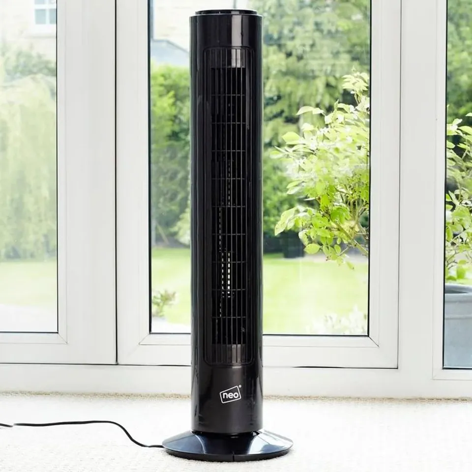 BOXED AROOJ 73CM OSCILLATING TOWER FAN - BLACK