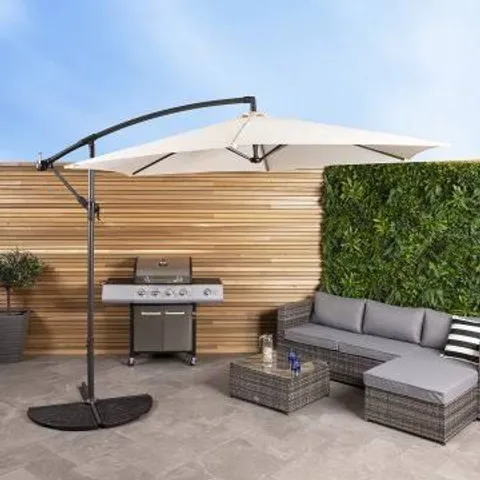 BOXED 3M HANGING GARDEN PARASOL - CREAM (1 BOX)