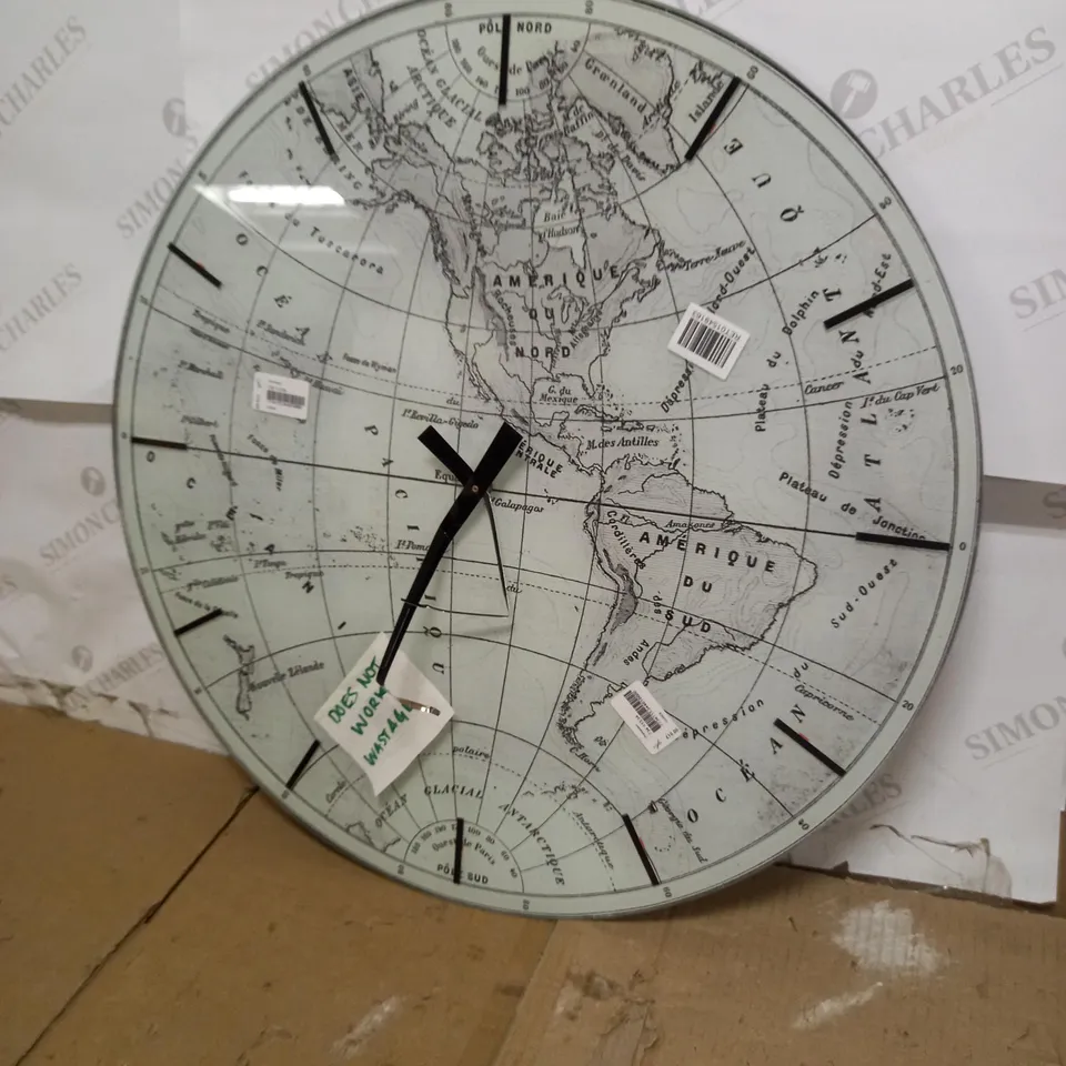 JOHN LEWIS WORLD MAP MIRROR ANALOGUE WALL CLOCK, 60CM