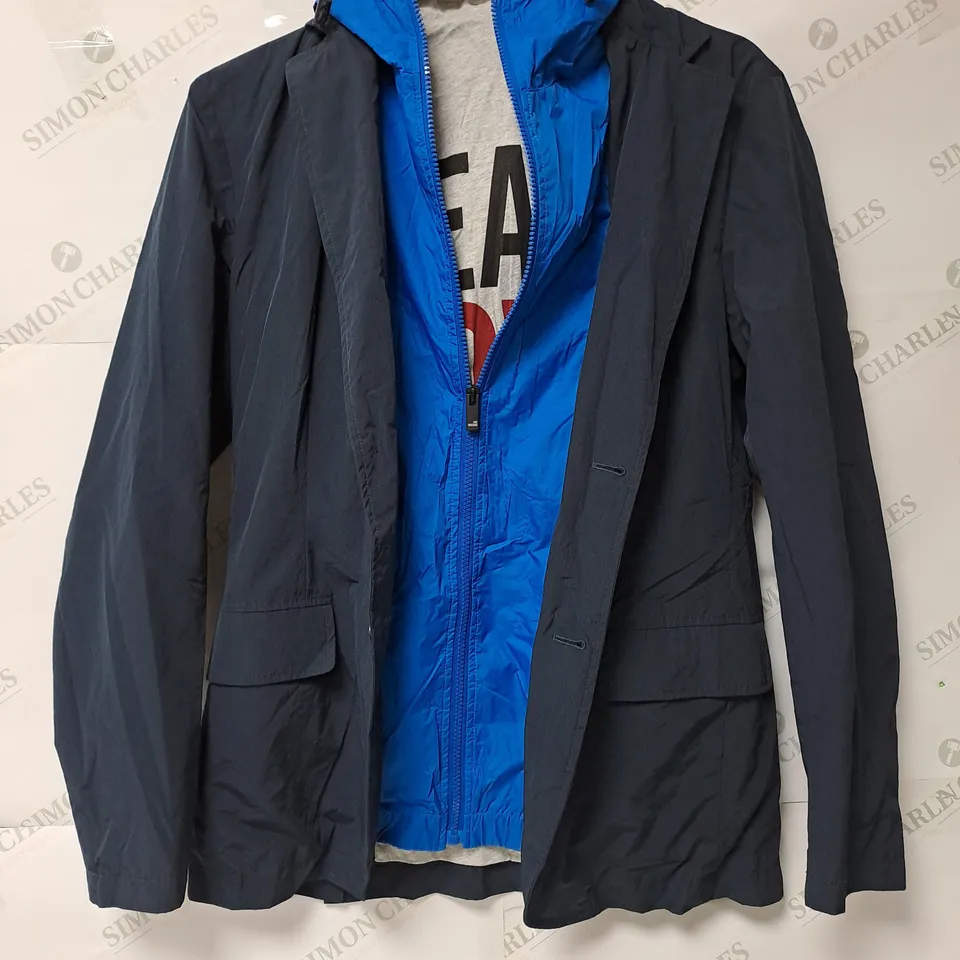 MOSCHINO NAVY & BLUE ZIP UP JACKET - SIZE 36