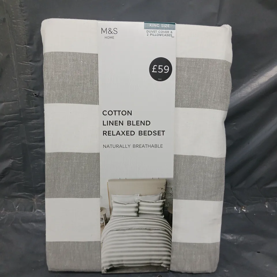 M&S HOME COTTON LINEN BLEND RELAXED BEDSET -  SIZE KING 