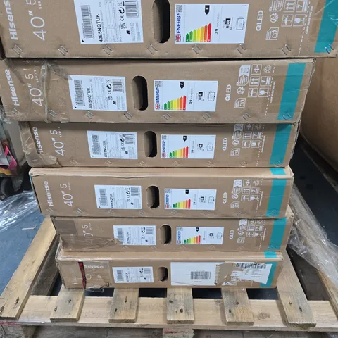 PALLET OF APPROXIMATELY 8 ASSORTED DAMAGED HISENSE TV'S - SIZES VARY - COLLECTION ONLY