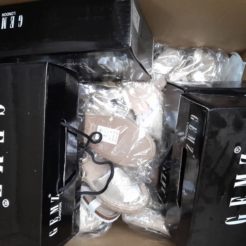 BOX OF APPROXIMATELY 20 ASSORTED PAIRS OF SHOES AND FOOTWEAR ITEMS IN VARIOUS STYLES AND SIZES TO INCLUDE GEMZ LONDON, ETC