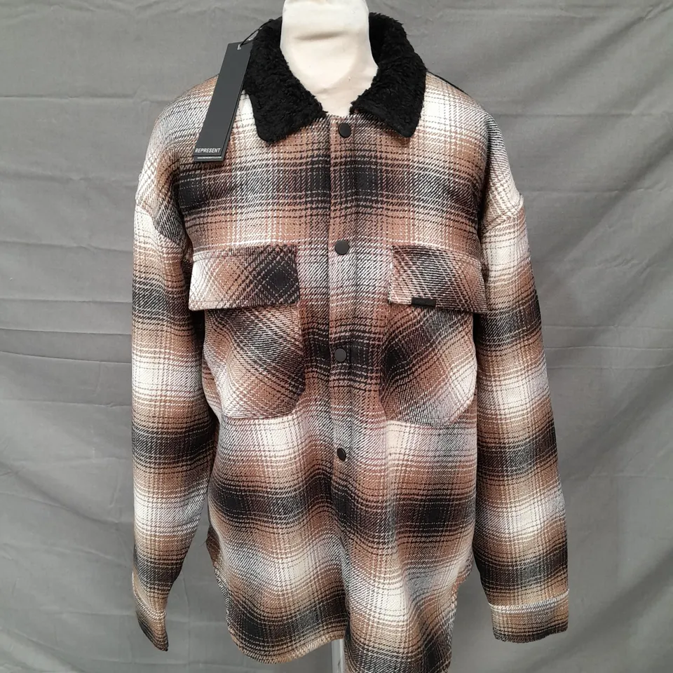 REPRESENT SHERPA SHIRT IN BROWN SIZE M