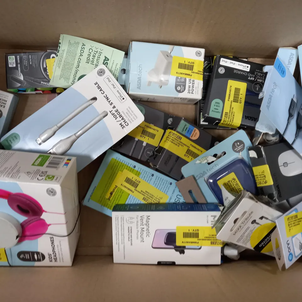 APPROXIMATELY 20 ASSORTED ELECTRICAL ITEMS TO INCLUDE TRUE WIRLESSS EARBUDS, USB HEADSET, BIG BUTTON LANDLINE PHONE, ETC