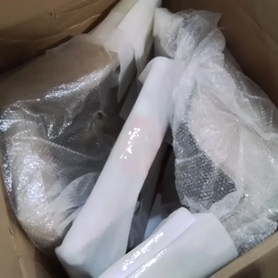 BOXED DANFORTH RETRO UPHOLSTERY SET OF TWO CREAM DINING CHAIRS