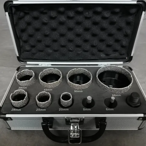DIAMOND DRILL CORE BIT SET IN ALUMINIUM CARRY CASE