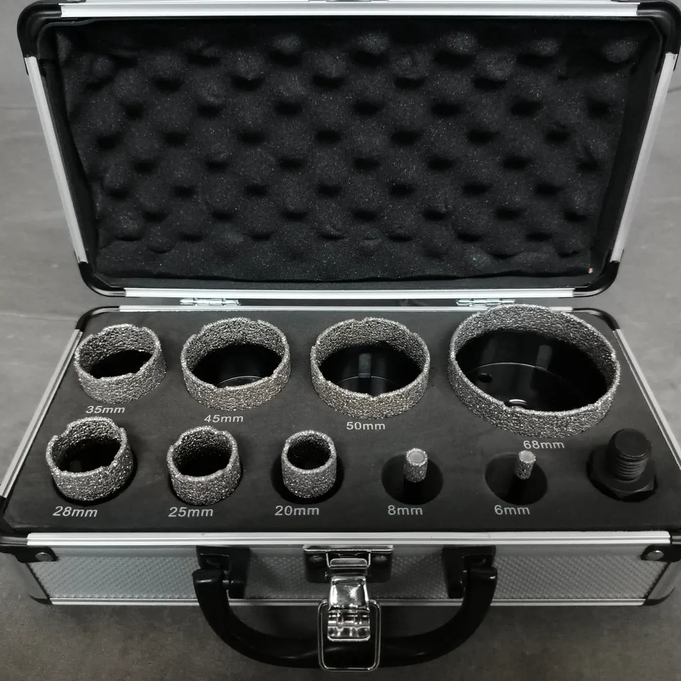 DIAMOND DRILL CORE BIT SET IN ALUMINIUM CARRY CASE