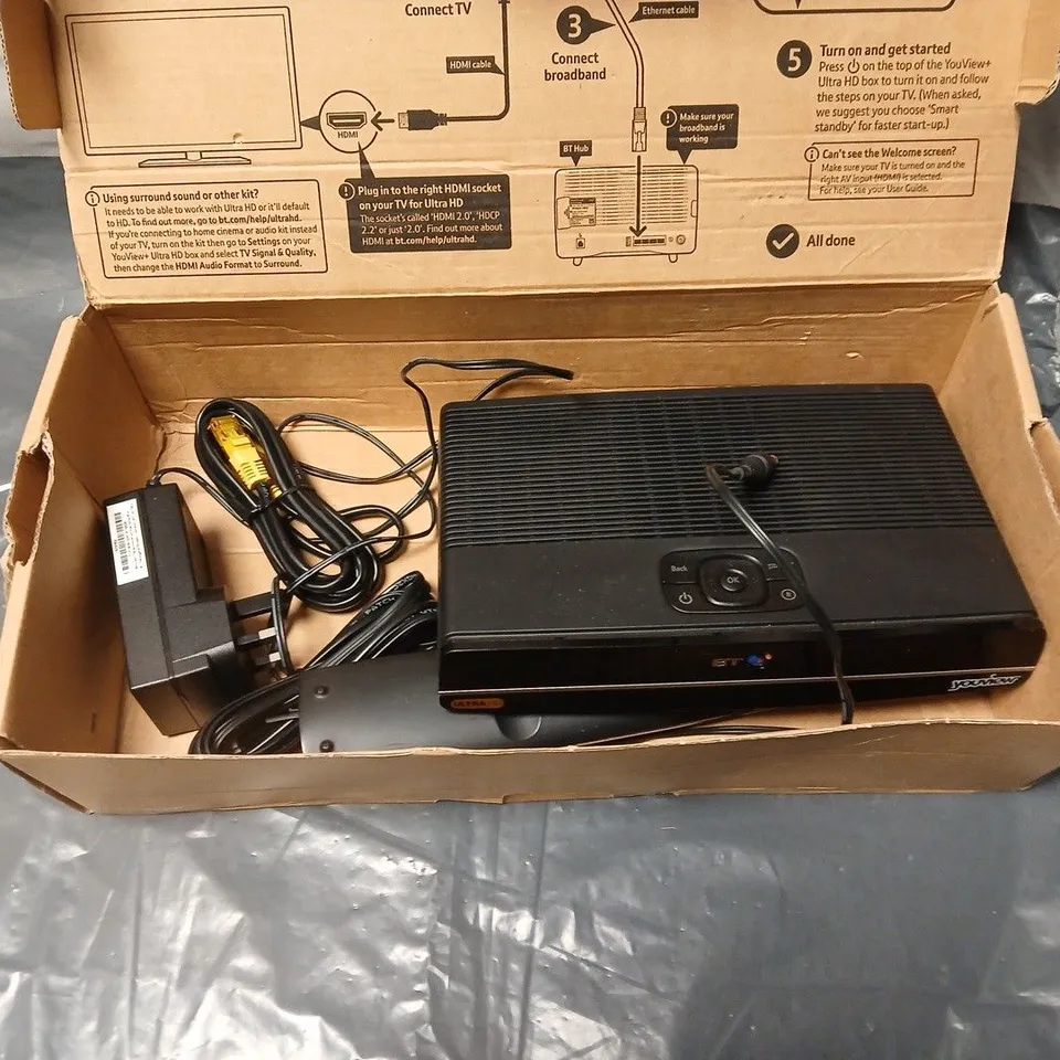 BT YOUVIEW+ ULTRA HD BOX - SET-TOP BOX WITH REMOTE & POWER ADAPTOR