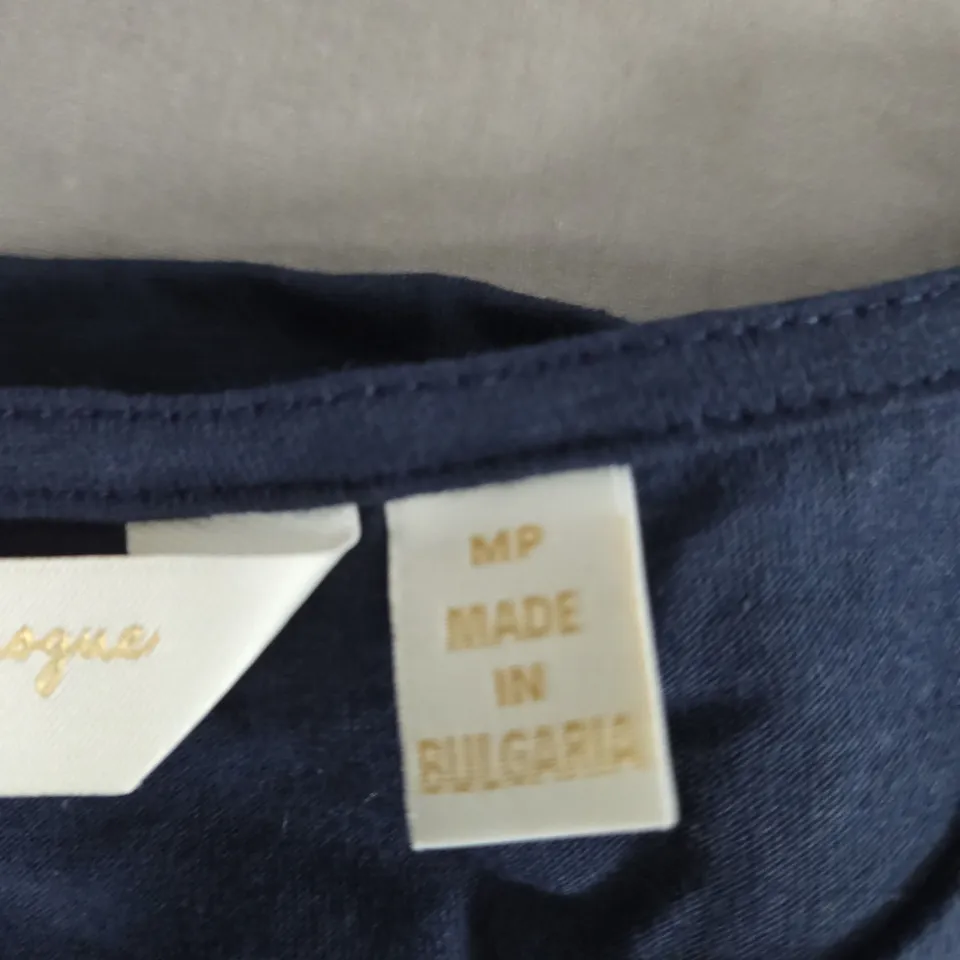 DANNII MINOGUE PETITES NAVY TOP – SHORT PUFF SLEEVES UK M PETITE 