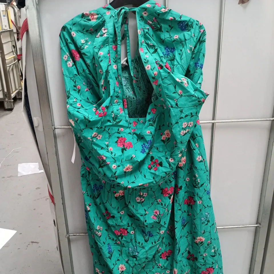 LOVE & ROSES FOR RHS FLORAL PRINT MAXI DRESS – WOMEN'S TEAL FLORAL UK 20