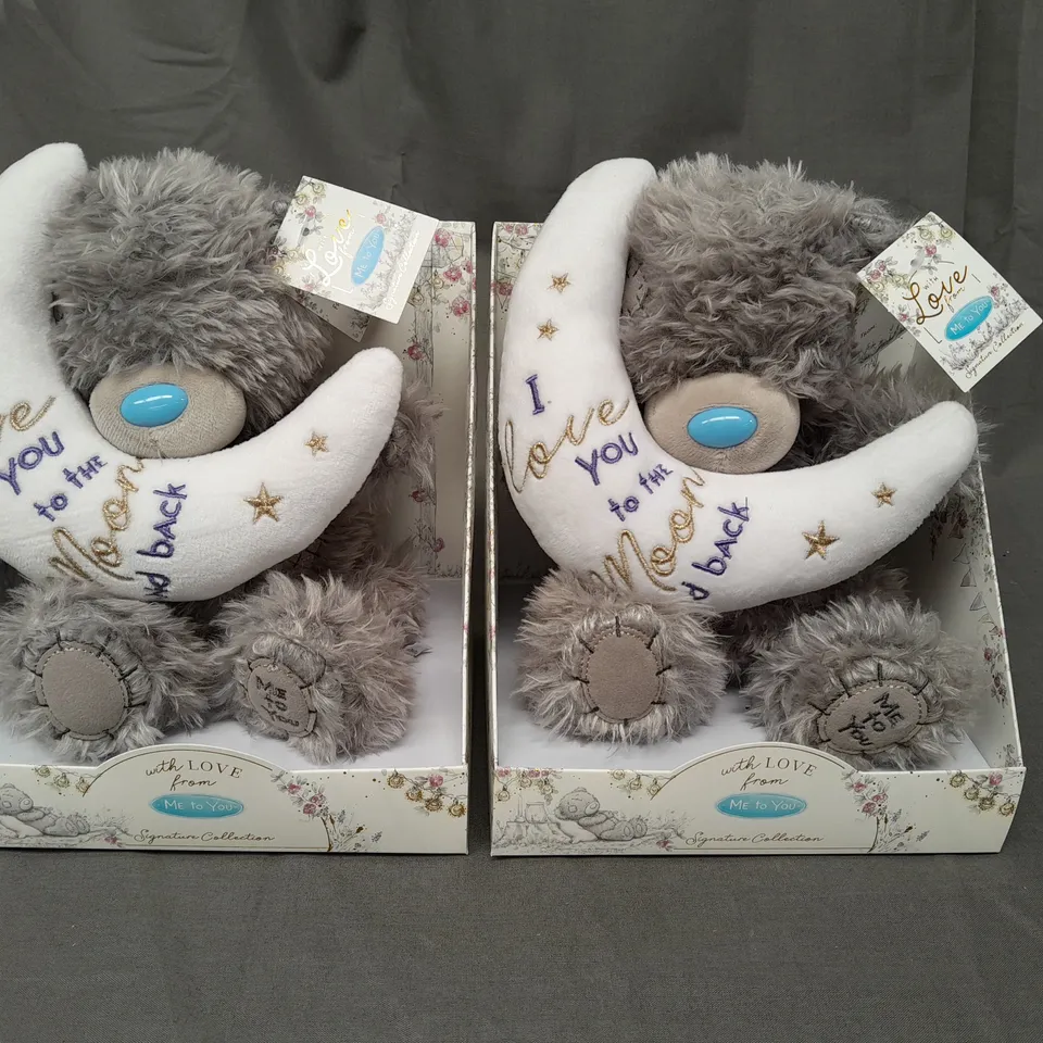 BOXED SET OF 2 ME TO YOU FROM THE MOON AND BACK SOFT PLUSH TEDDIES