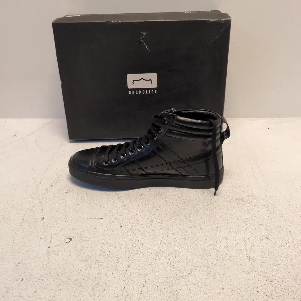883 POLICE BLACK HIGH-TOP SNEAKERS – ZIP & LACE, MEN'S SHOES (UK 10)