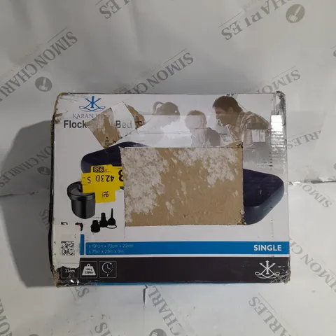 BOXED FLOCKED AIR BED - SINGLE