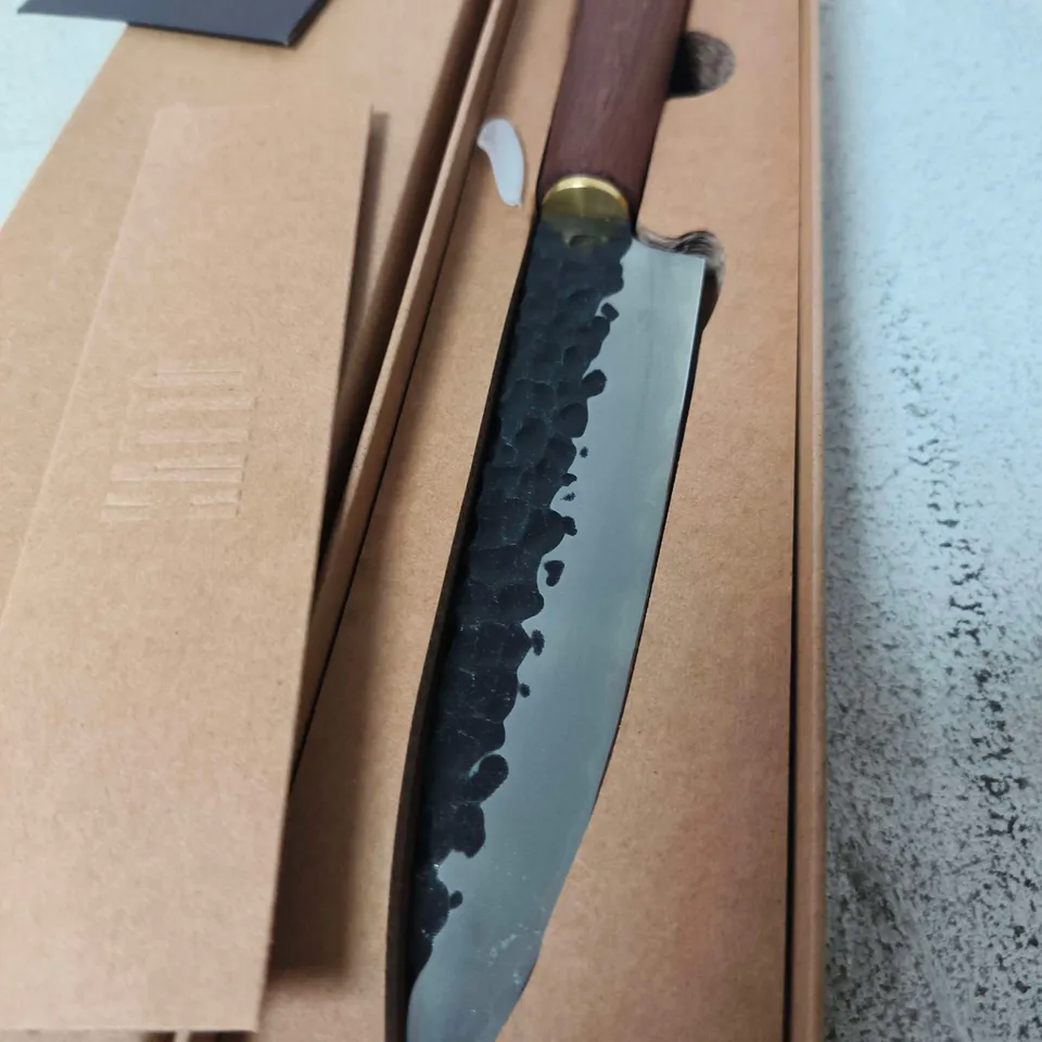 KATTO JAPANESE CHEF'S KNIFE WITH DARK WOOD HANDLE – HAMMERED BLADE