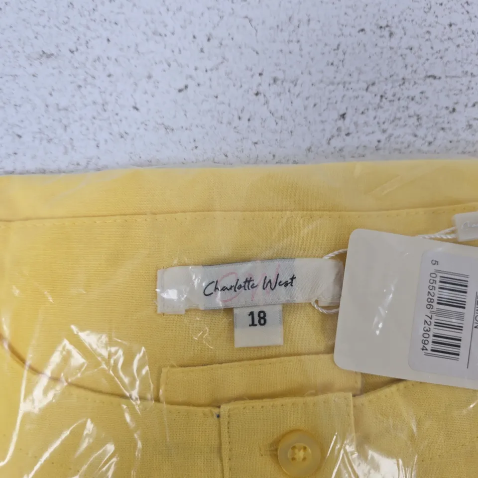 CHARLOTTE WEST LEMON YELLOW BLOUSE NEW IN BAG SIZE 18