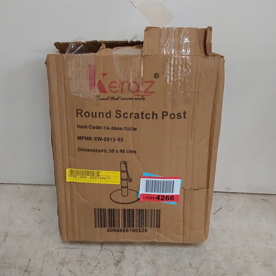 BOXED ROUND SCRATCH CAT POST 