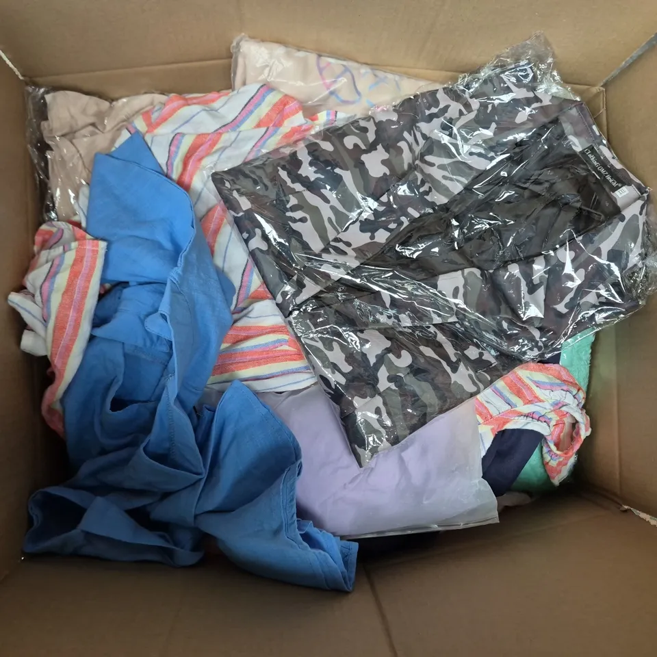 APPROXIMATELY 35 ASSORTED CLOTHING ITEMS IN VARIOUS SIZES, STYLES & COLOURS TO INCLUDE TOPS ,DRESSES, HOODIES, ETC - COLLECTION ONLY