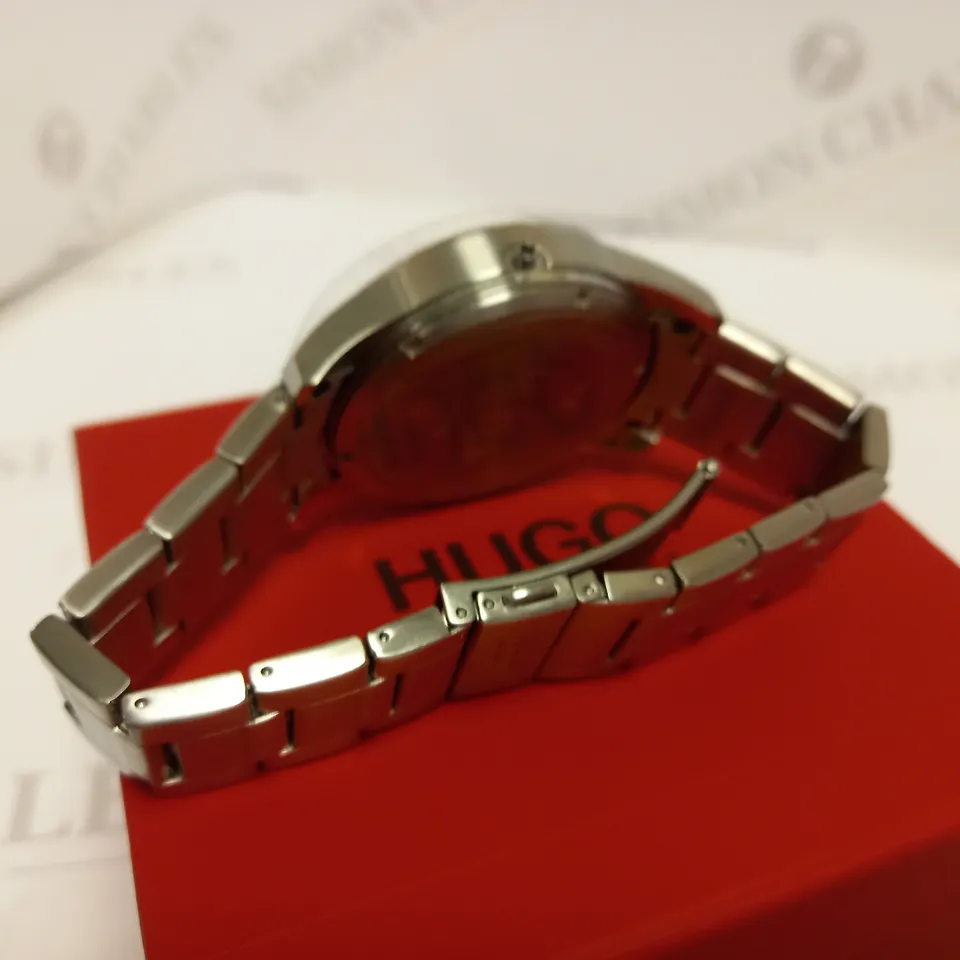 HUGO BOSS #SKELETON BLUE DIAL AND STAINLESS STEEL WATCH RRP £224