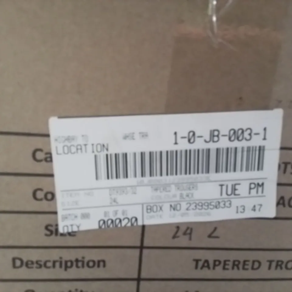 BOXED BRAND NEW APPROXIMATELY 20 JD WILLIAMS TAPERED TROUSERS BLACK SIZE 24L