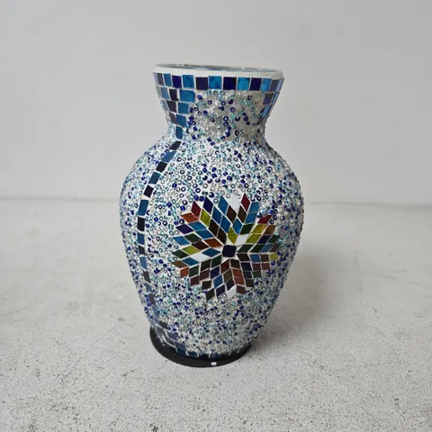 MOSAIC GLASS VASE WITH BLUE AND MULTICOLOUR TESSERAE