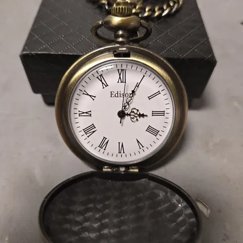 BOXED EDISON POCKET WATCH WITH CHAIN