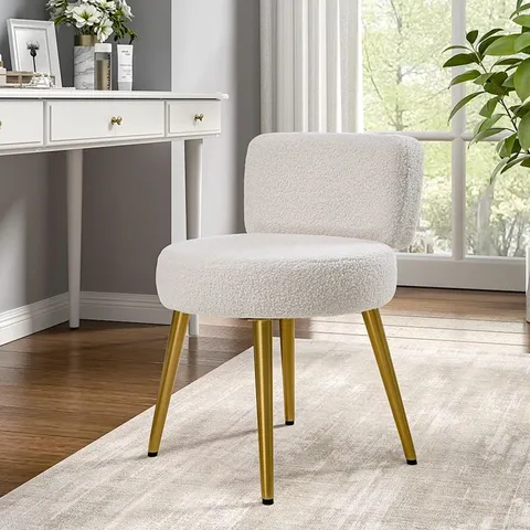 BOXED ACKERLY 60CM TALL IRON DRESSING TABLE STOOL -WHITE- 