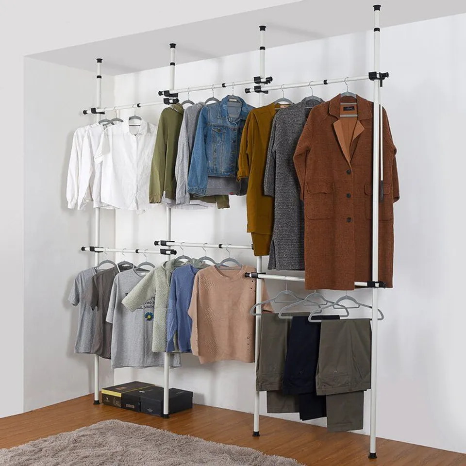 BOXED TRIPLE TELESCOPIC CLOTHESMSTORAGE SYSTEM (1 BOX)