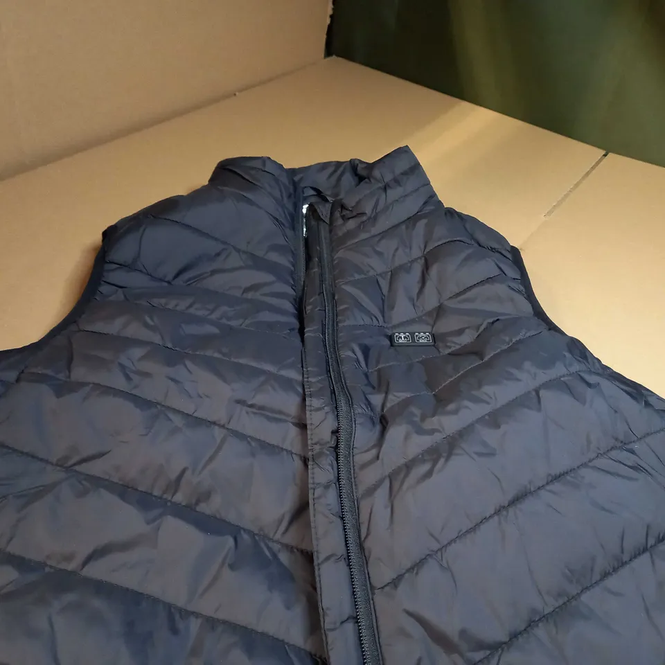 DESIGNER BLACK PADDED USB HEATED GILET - LARGE