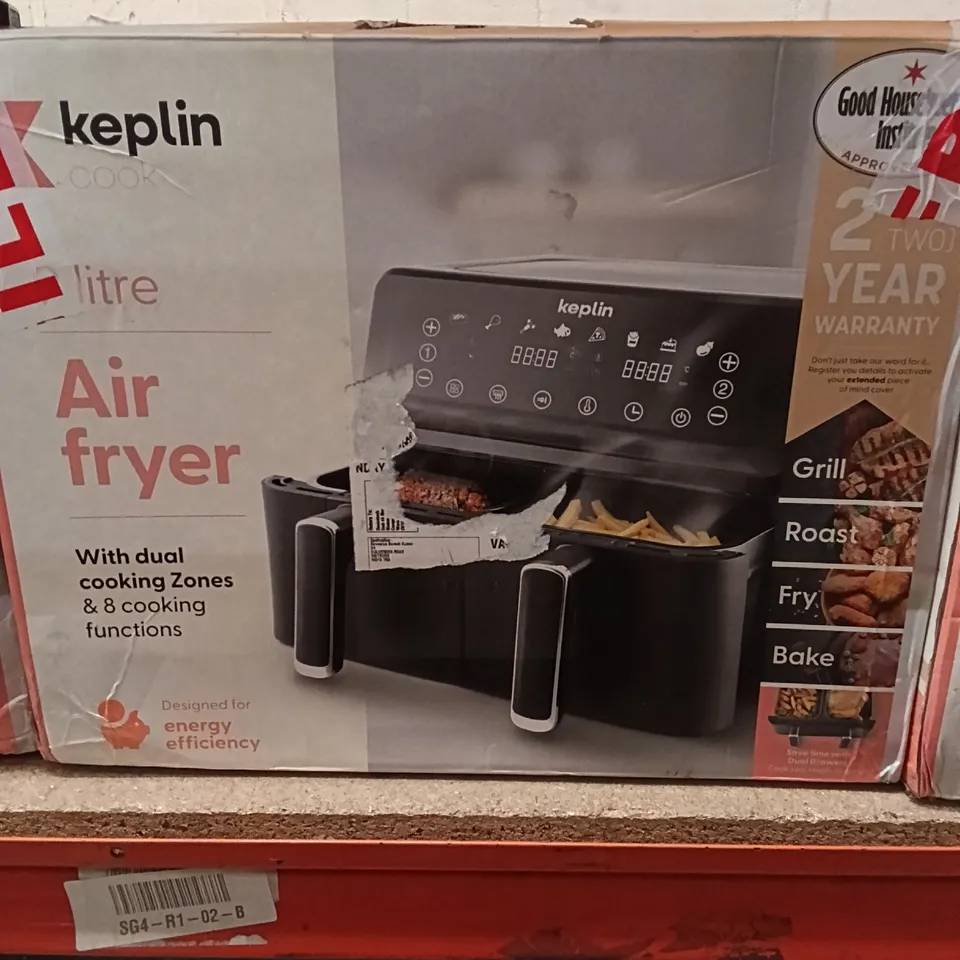 BOXED KEPLIN AIR FRYER WITH DUAL COOKING ZONES 9 LITRE BLACK COLOUR