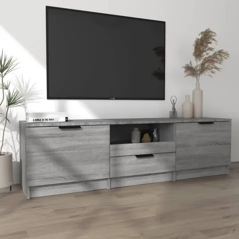 BOXED JEEVA TV CABINET 140 X 35 X 40cm ENGINEERED WOOD - GREY (1 BOX)