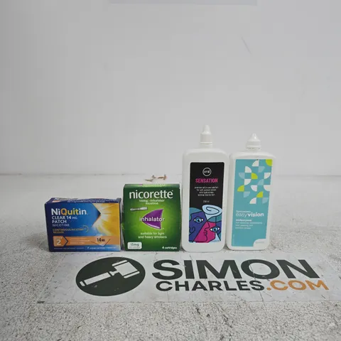 TOTE OF APPROXIMATELY 10 ASSORTED ITEMS INCLUDING SPECSAVERS EASY VISION OTE SENSATION AND NICORETTE INHALATOR