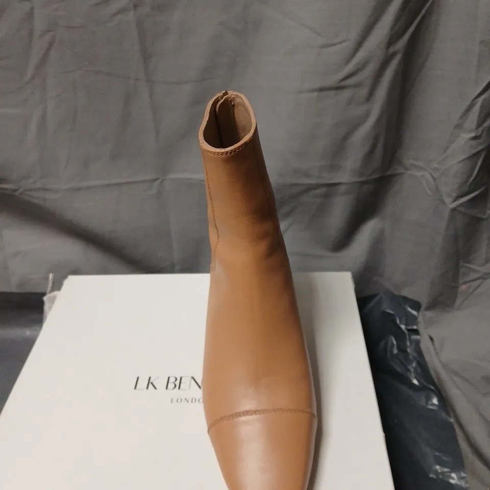 LK BENNETT TAN LEATHER ANKLE BOOTS – BLOCK HEEL SIZE EU 39