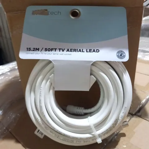 APPROXIMATELY 25 BOXES OF THREE BRAND NEW TECH 15.2M/50FT TV AERIAL LEADS(APPROXIMATELY 75 LEADS IN TOTAL)