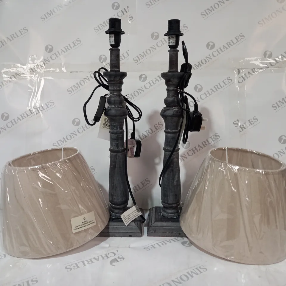 BOXED UNBRANDED SET OF 2 INCIA COLUMN TABLE LAMPS