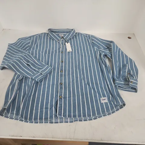 LEE DENIM STRIPE BUTTON-DOWN SHIRT – UK XXL