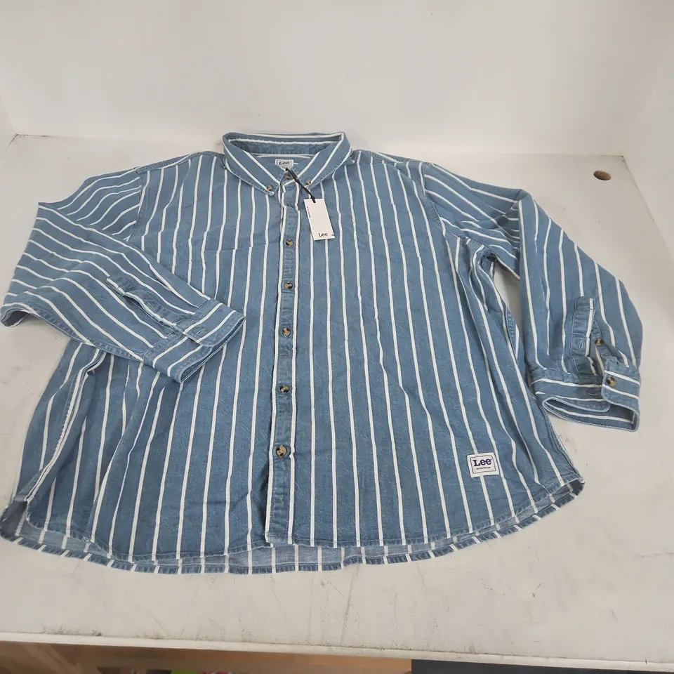 LEE DENIM STRIPE BUTTON-DOWN SHIRT – UK XXL 
