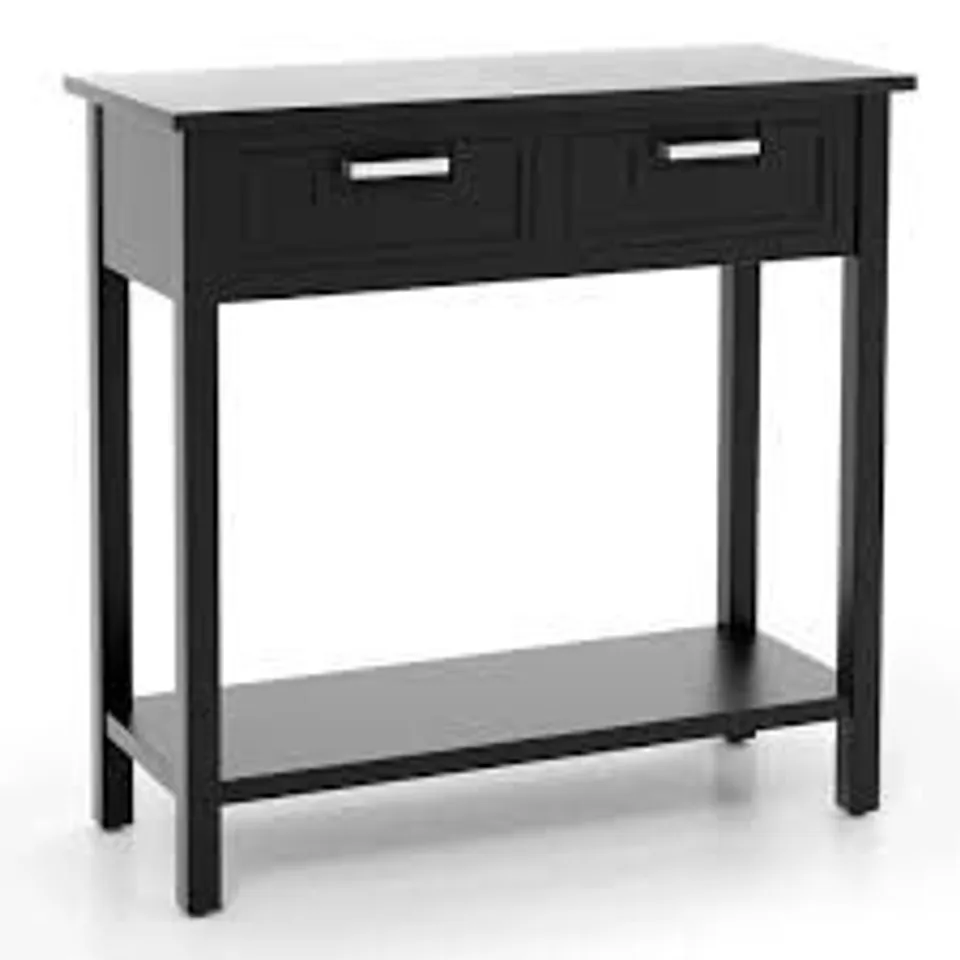 BOXED COSTWAY MODERN CONSOLE TABLE 2 DRAWER W/SHELF DRESSING TABLE HALLWAY HALL DESK FURNITURE - BLACK (1 BOX)