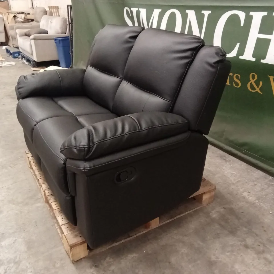 ALBION LUXURY FAUX LEATHER 2 SEATER HIGH BACK MANUAL RECLINER SOFA - BLACK RRP £539
