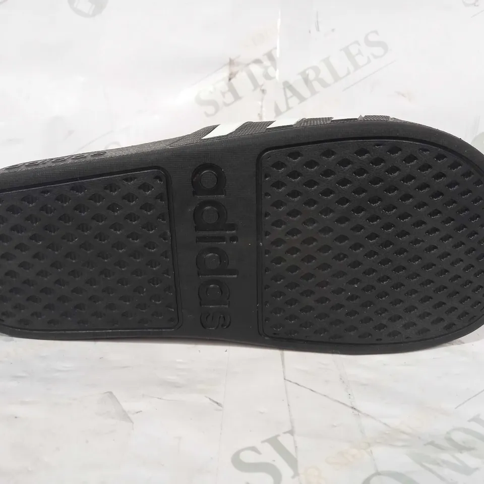BOXED PAIR OF ADIDAS OPEN TOE SLIDERS IN BLACK/WHITE SIZE UNSPECIFIED