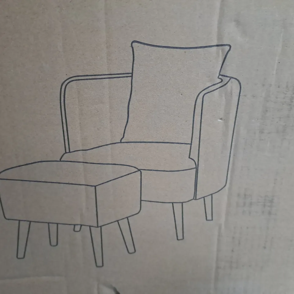 JAMIE FABRIC ACCENT CHAIR AND FOOTSTOOL SET IN WHITE RRP £259