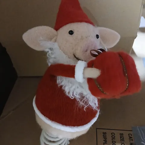 APPROXIMATELY 12 GISELA GRAHAM PLUSH CHRISTMAS MOUSE FIGURE – RED SANTA-STYLE OUTFIT
