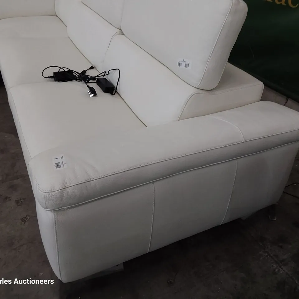 QUALITY ITALIAN DESIGNER FLAVIO POWER RECLINING CORNER GROUP WITH ADJUSTABLE HEADRESTS WHITE LEATHER 