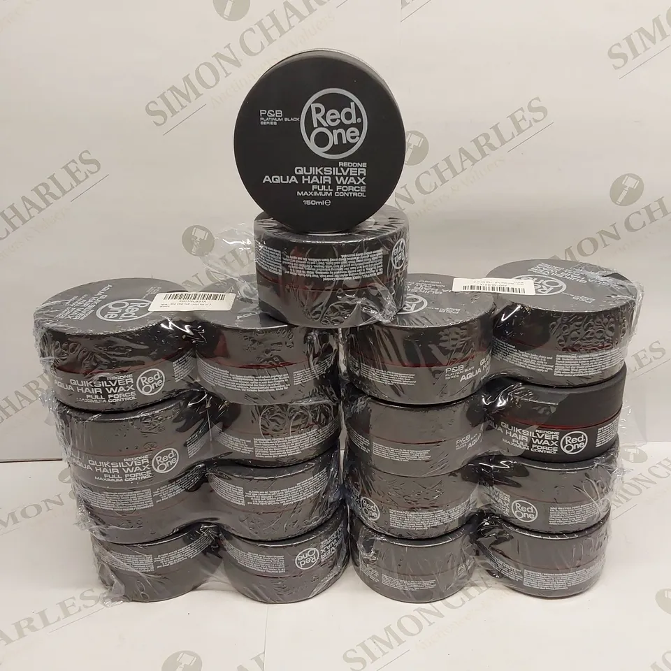 APPROXIMATELY 9 X DUAL PACKS OF RED ONE QUICKSILVER AQUA HAIR WAX - 150ml PER TUB