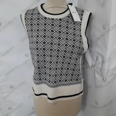 ME+EM MERINO JACQUARD CO-ORD VEST IN CREAM/BLACK SIZE M