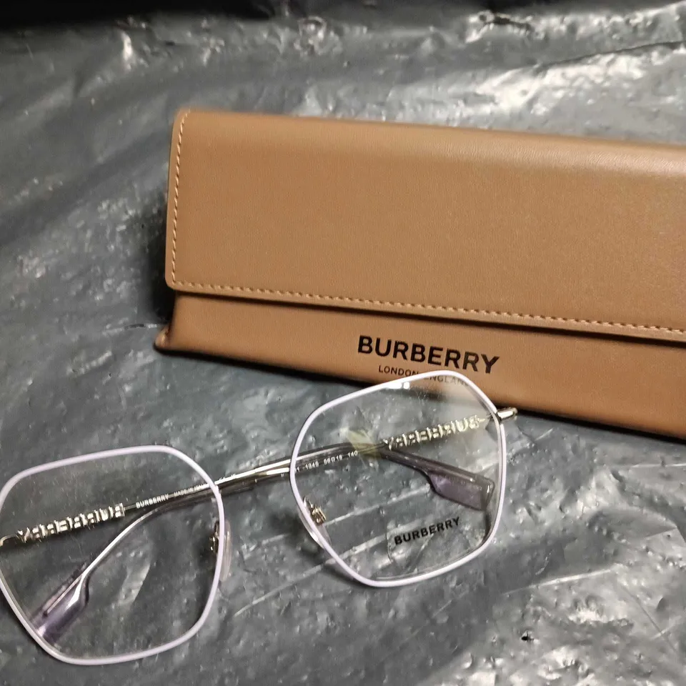 BURBERRY EYEWEAR – SILVER METAL-FRAME GLASSES WITH BURBERRY BRANDING