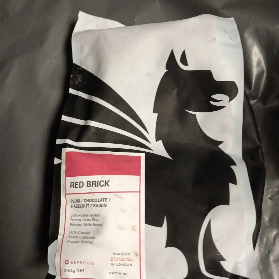 RED BRICK ESPRESSO COFFEE BEANS 350G - PLUM / CHOCOLATE / HAZELNUT / RAISIN 